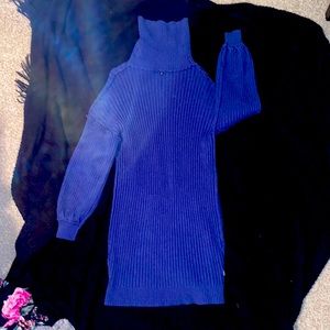 Blue sweater dress